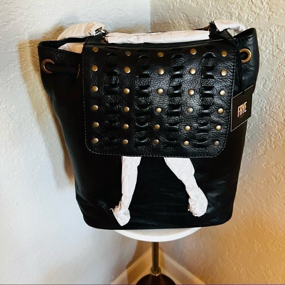 Frye Jade Studded Leather Backpack, ADJUSTABLE Chain/Leather Strap, Black, NWT